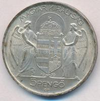 1939. 5P Ag "Horthy balra" T:2 patina 
Adamo P8.2