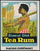 cca 1920 Finest Old Tea Rum italcímke, Cifka József, lito, 13x10 cm.