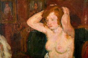 Szüle Péter (1886-1944): Öltözködő aktok. Olaj, vászon, jelzés nélkül,  68×55 cm