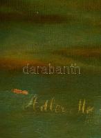 Ádler Mór (1826-1902): Baross gőzhajó a Balatonon. Olaj, vászon, jelzett, 73×100 cm