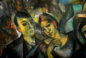 Schönberger Armand (1885-1974): Asztaltársaság. Pasztell, papír, foltos, jelzett, üvegezett keretben...