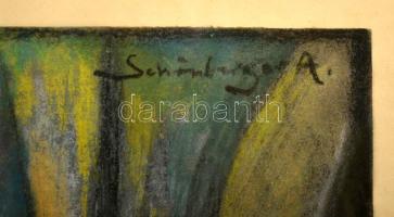 Schönberger Armand (1885-1974): Asztaltársaság. Pasztell, papír, foltos, jelzett, üvegezett keretben...