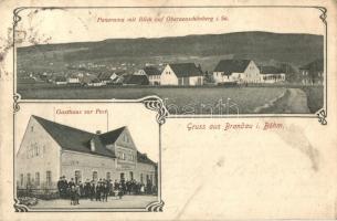 Brandov, Brandau; Oberneuschönberg, Gasthaus zur Post / guest house, Art Nouveau (Rb)