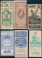 cca 1920-1940 Vegyes számolócédulák, 5 db, (Frenolin Gólya, Harry paszta, Ovomaltine, Kovalid, Liz arcápoló szappan, Glättolin).