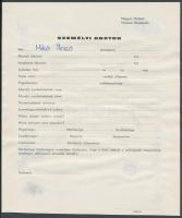 cca 1972 Manöken- és modellnyilvántartás egy kartonja, 2 db vintage fotó, 8x8 cm és 17x11 cm