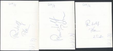 cca 1978 Rudolf Péter(1959-) színművész 3 db aláírt, vintage fotója még ,,hajas" korából, 12,5x...