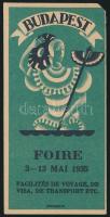 1935 Budapesti Nemzetközi Vásár 1935. Május 3-13. reklámos számolócédula, Athenaeum, francia nyelven, az egyik sarkán kis hiánnyal, 11x5 cm.