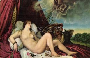 Danae / nude lady, erotic art postcard, Stengel & Co. No. 29763. litho s: Tiziano