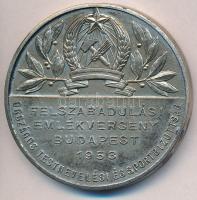 1953. Felszabadulási Emlékverseny Budapest - Országos Testnevelési és Sportbizottság ezüstözött fém emlékérem (50mm) T:2 kis patina, peremén szennyeződés fo.