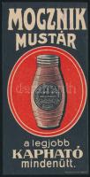 cca 1920 Mocznik Mustár reklámos lito számolócédula, Bruchsteiner és Fia, a hátoldalán ceruzás írással.