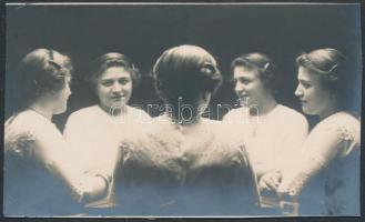 cca 1920 Ping-Pang szabadalommal készített tükrös trükkfelvétel, vintage fotó, 6,5x11 cm