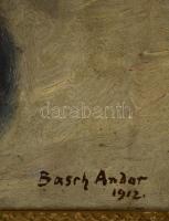 Basch Andor (1885-1944): Virágcsendélet. Olaj, vászon, jelzett, sérült antik keretben, 51×59 cm