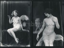 cca 1928 és 1950 Demeter Károly (1892-1983) szolidan erotikus felvételei, 4 db mai nagyítás, 12x18 cm