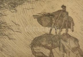 Kolozsváry Sándor (1896-1944): Élet. Rézkarc, papír, jelzett, gyűrődéssel, üvegezett keretben, 33×20...