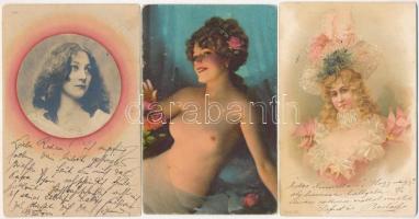 10 db RÉGI motívumlap: hölgyek, közte 2 litho / 10 pre-1945 motive cards: ladies; among them 2 litho