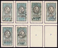 Ausztria 1877 21 db okmánybélyeg, töredék sorok albumlapon