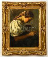 Glatz Oszkár (1872-1958): Parasztlány. Olaj, vászon, jelzett, antik keretben, 50×38 cm