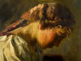 Glatz Oszkár (1872-1958): Parasztlány. Olaj, vászon, jelzett, antik keretben, 50×38 cm