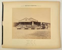 cca 1890 Jáva, Tempeh, cukorgyár, vonat, Arthur Koppel, kartonra kasírozva, feliratozva, 20x25 cm / Java, Sugarworks Tempeh, train, photo