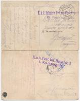 2 db RÉGI városképes lap (Ljubljana, Dubrovnik) hátoldalon K.u.K. pecsétekkel. 'K.u.K. infanter...