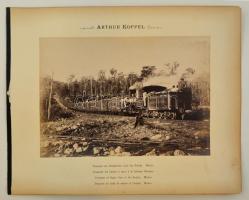 cca 1890 Mexikó, cukornád szállító vonat, Arthur Koppel, kartonra kasírozva, feliratozva, 20x27 cm / Mexico, Transport of Sugar cane, train, photo