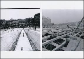 cca 1973 Budapest, Moszkva tér, a metró állomás felszíni építkezése, 11 db mai nagyítás, 13x18 cm