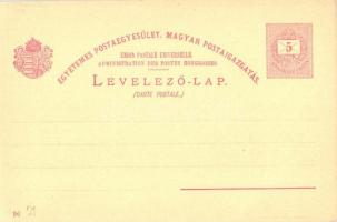 5 db RÉGI századforduló előtti díjjegyes Ezredéves Kiállítás művészlap, négy litho / 5 pre-1900 Ga. ...