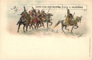 5 db RÉGI századforduló előtti díjjegyes Ezredéves Kiállítás művészlap, négy litho / 5 pre-1900 Ga. ...