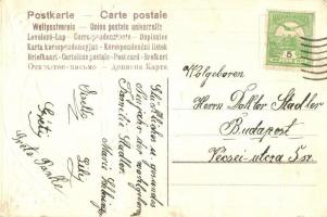 Zsidó újévi üdvözlőlap héber szöveggel / Hebrew Jewish New Year greeting art postcard, Rabbi with To...