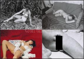 cca 1975 Lányok, asszonyok pucér kavalkádja, 44 db szolidan erotikus fotó, vintage negatívokról készült mai nagyítások, 9x13 cm / 44 erotic photos, 9x13 cm