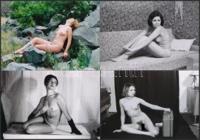 cca 1975 Lányok, asszonyok pucér kavalkádja, 44 db szolidan erotikus fotó, vintage negatívokról kész...