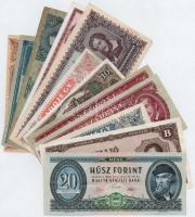 12db-os vegyes magyar korona, pengő és forint tétel, közte adópengő, milpengő és bilpengő bankjegy is T:I--III közte restaurált is