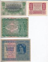 Ausztria 1922. 1K + 100K + 1000K + Grödig / hadifogolytábor ~1915. 20h szükségpénz T:I--III- Austria 1922 1 Krone + 100 Kronen + 1000 Kronen + Grödig / POW camp ~1915. 20 Heller necessity note C:AU-VG