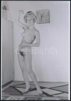 cca 1972 A főnök irodája, 3 db szolidan erotikus fotó, vintage negatívokról készült mai nagyítások, ...