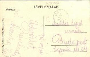 1918 Bánhida (Tatabánya), vasútállomás, vasutasok. Krakovszky Andrásné felvétele