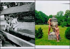 cca 1979 Páros képek - páratlan szépségek, 4 db szolidan erotikus fotó, vintage negatívokról készült...