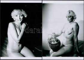 cca 1975 Gyorsfotók ebédszünetben, 3 db szolidan erotikus fotó, vintage negatívokról készült mai nagyítások, 25x18 cm / 3 erotic photos, 25x18 cm