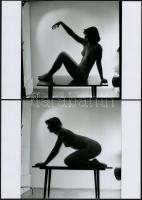 cca 1974 Kisasztalon tálalva, 3 db szolidan erotikus fotó, vintage negatívokról készült mai nagyítás...