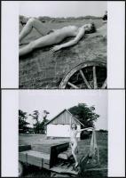cca 1973 Simogató napsugarak, 4 db szolidan erotikus fotó, vintage negatívokról készült mai nagyítások, 18x25 cm / 4 erotic photos, 18x25 cm