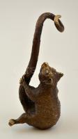 Óratartó, ékszertartó maki majom figura, réz, jelzett (Elir), m: 14 cm