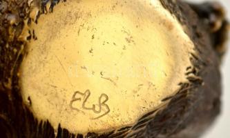 Óratartó, ékszertartó maki majom figura, réz, jelzett (Elir), m: 14 cm