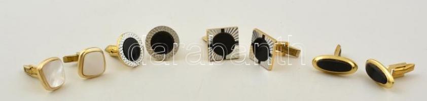 4 pár mandzsettagomb, műanyag és fém, különböző méretben