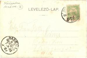 Lippa, Lipova; Solymosi várrom, Máriaradnai kegytemplom / castle ruins, church. Fischer G. litho (EK...