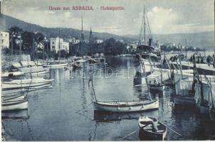 Abbazia, Hafenpartie / harbor detail, port, sailboats, steamship (EK)