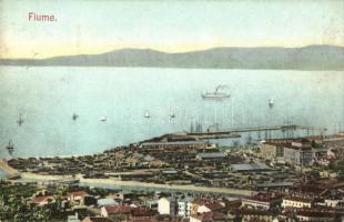 Fiume, general view, port, steamship (kis szakadás / small tear)