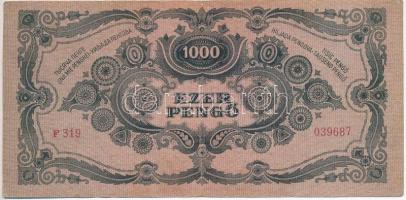 1945. 1000P piros "MNB" bélyeggel, eltérő 3-as szám a sorozat- és sorszámban T:III