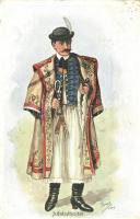 Juhászbojtár / Hungarian folklore, shepherd, traditional costume s: Posner (lyukak / pinholes)