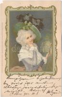 Lady in golden frame, Meissner & Buch Künstler-Postkarten Serie No. 1066. Art Nouveau Emb. litho s: M.S.M. (EM)