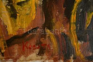 Koszta jelzéssel: Kukoricaszedők. Olaj, vászon, 50×40 cm