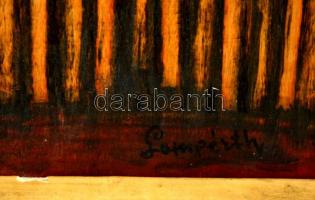 Lampért jelzéssel: Utca részlet. Olaj, falemez, sérült, keretben,  45×32 cm